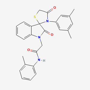 molecular formula C27H25N3O3S B2673310 2-(3'-(3,5-二甲基苯基)-2,4'-二氧代螺环吲哚-3-基)-N-(邻甲苯基)乙酰胺 CAS No. 894559-55-8