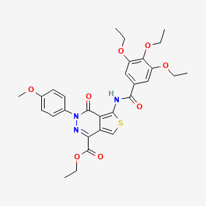 molecular formula C29H31N3O8S B2673318 Ethyl 3-(4-methoxyphenyl)-4-oxo-5-[(3,4,5-triethoxybenzoyl)amino]thieno[3,4-d]pyridazine-1-carboxylate CAS No. 851951-92-3