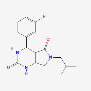 molecular formula C16H18FN3O2 B2673320 4-(3-氟苯基)-6-异丁基-3,4,6,7-四氢-1H-吡咯并[3,4-d]嘧啶-2,5-二酮 CAS No. 929979-10-2