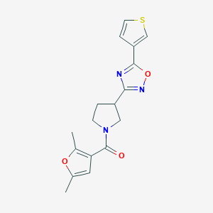 molecular formula C17H17N3O3S B2673321 (2,5-二甲基呋喃-3-基)(3-(5-(噻吩-3-基)-1,2,4-噁二唑-3-基)吡咯啉-1-基)甲酮 CAS No. 2034413-97-1