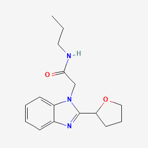 molecular formula C16H21N3O2 B2673322 N-propyl-2-(2-(tetrahydrofuran-2-yl)-1H-benzo[d]imidazol-1-yl)acetamide CAS No. 955293-98-8