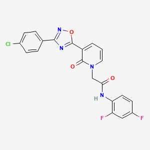 molecular formula C21H13ClF2N4O3 B2673335 2-(3-(3-(4-chlorophenyl)-1,2,4-oxadiazol-5-yl)-2-oxopyridin-1(2H)-yl)-N-(2,4-difluorophenyl)acetamide CAS No. 1105231-96-6
