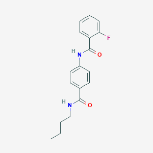 molecular formula C18H19FN2O2 B267334 N-{4-[(butylamino)carbonyl]phenyl}-2-fluorobenzamide 