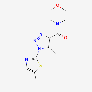 molecular formula C12H15N5O2S B2673346 (5-甲基-1-(5-甲基噻唑-2-基)-1H-1,2,3-三唑-4-基)(吗啉基)甲酮 CAS No. 1251686-14-2