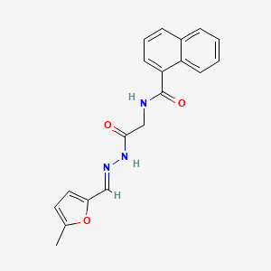 molecular formula C19H17N3O3 B2673354 N-(2-(2-((5-Methyl-2-furyl)methylene)hydrazino)-2-oxoethyl)-1-naphthamide CAS No. 391893-56-4