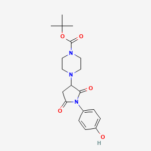B2673360 Tert-butyl 4-[1-(4-hydroxyphenyl)-2,5-dioxoazolidin-3-yl]piperazinecarboxylate CAS No. 881484-37-3