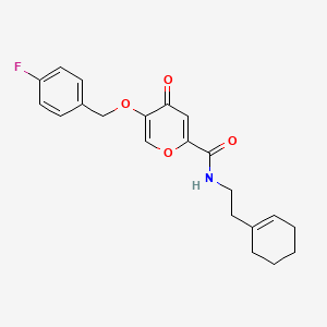 molecular formula C21H22FNO4 B2673365 N-(2-(环己-1-烯-1-基)乙基)-5-((4-氟苄基)氧基)-4-氧代-4H-吡喃-2-羧酰胺 CAS No. 1021134-68-8