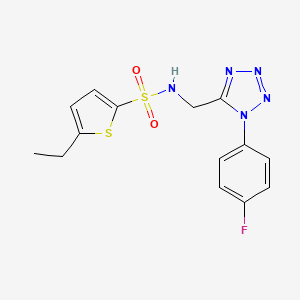 molecular formula C14H14FN5O2S2 B2673368 5-乙基-N-((1-(4-氟苯基)-1H-噻唑-5-基)甲基)噻吩-2-磺酰胺 CAS No. 921125-76-0