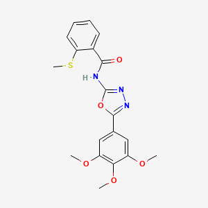 molecular formula C19H19N3O5S B2673371 2-甲基硫基-N-[5-(3,4,5-三甲氧基苯基)-1,3,4-噁二唑-2-基]苯甲酰胺 CAS No. 896345-60-1