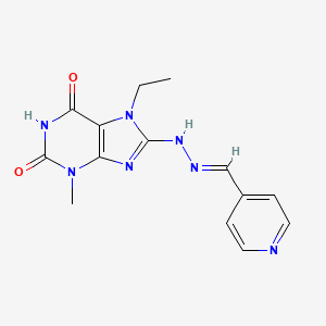 B2673372 isonicotinaldehyde (7-ethyl-3-methyl-2,6-dioxo-2,3,6,7-tetrahydro-1H-purin-8-yl)hydrazone CAS No. 682776-27-8