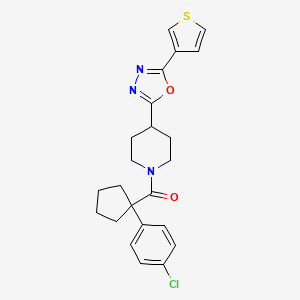 B2673382 (1-(4-Chlorophenyl)cyclopentyl)(4-(5-(thiophen-3-yl)-1,3,4-oxadiazol-2-yl)piperidin-1-yl)methanone CAS No. 1448059-75-3