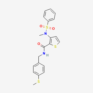 molecular formula C20H20N2O3S3 B2673388 3-[methyl(phenylsulfonyl)amino]-N-[4-(methylsulfanyl)benzyl]thiophene-2-carboxamide CAS No. 1116082-48-4