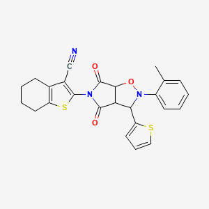 2-(4,6-dioxo-3-(thiophen-2-yl)-2-(o-tolyl)tetrahydro-2H-pyrrolo[3,4-d]isoxazol-5(3H)-yl)-4,5,6,7-tetrahydrobenzo[b]thiophene-3-carbonitrile