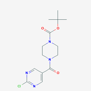 molecular formula C14H19ClN4O3 B2673391 叔丁基-4-(2-氯吡咯啶-5-羰基)哌嗪-1-羧酸酯 CAS No. 1876767-97-3