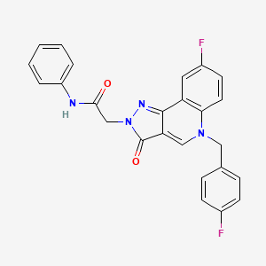 molecular formula C25H18F2N4O2 B2673398 2-(8-氟-5-(4-氟苄基)-3-氧代-3,5-二氢-2H-吡嗪并[4,3-c]喹啉-2-基)-N-苯乙酰胺 CAS No. 931329-49-6