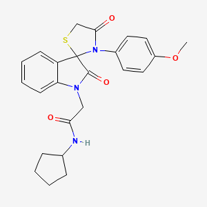 molecular formula C24H25N3O4S B2673403 N-cyclopentyl-2-(3'-(4-methoxyphenyl)-2,4'-dioxospiro[indoline-3,2'-thiazolidin]-1-yl)acetamide CAS No. 894566-23-5