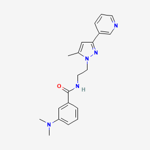 molecular formula C20H23N5O B2673404 3-(二甲基氨基)-N-(2-(5-甲基-3-(吡啶-3-基)-1H-吡唑-1-基)乙基)苯甲酰胺 CAS No. 2034289-36-4