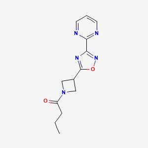 molecular formula C13H15N5O2 B2673407 1-(3-(3-(Pyrimidin-2-yl)-1,2,4-oxadiazol-5-yl)azetidin-1-yl)butan-1-one CAS No. 1327316-04-0
