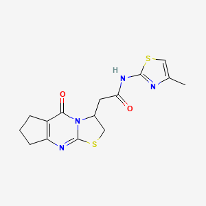 molecular formula C15H16N4O2S2 B2673410 N-(4-甲基噻唑-2-基)-2-(5-氧代-2,3,5,6,7,8-六氢环戊[3,2-a]噻唑-3-基)乙酰胺 CAS No. 1021265-33-7