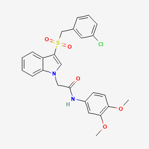 molecular formula C25H23ClN2O5S B2673419 2-(3-((3-chlorobenzyl)sulfonyl)-1H-indol-1-yl)-N-(3,4-dimethoxyphenyl)acetamide CAS No. 894029-55-1