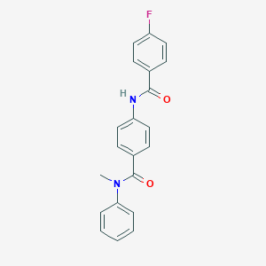 molecular formula C21H17FN2O2 B267342 4-[(4-fluorobenzoyl)amino]-N-methyl-N-phenylbenzamide 