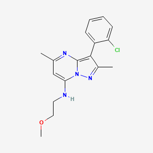 molecular formula C17H19ClN4O B2673421 3-(2-氯苯基)-N-(2-甲氧基乙基)-2,5-二甲基吡唑并[1,5-a]嘧啶-7-胺 CAS No. 902048-91-3