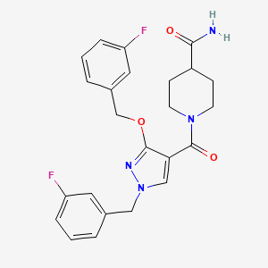 1-(1-(3-fluorobenzyl)-3-((3-fluorobenzyl)oxy)-1H-pyrazole-4-carbonyl)piperidine-4-carboxamide