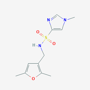 molecular formula C11H15N3O3S B2673432 N-((2,5-dimethylfuran-3-yl)methyl)-1-methyl-1H-imidazole-4-sulfonamide CAS No. 1428380-77-1