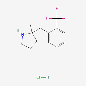 molecular formula C13H17ClF3N B2673437 2-Methyl-2-{[2-(trifluoromethyl)phenyl]methyl}pyrrolidine hydrochloride CAS No. 1989672-72-1