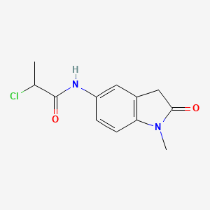 molecular formula C12H13ClN2O2 B2673452 2-Chloro-N-(1-methyl-2-oxo-3H-indol-5-yl)propanamide CAS No. 2411266-18-5