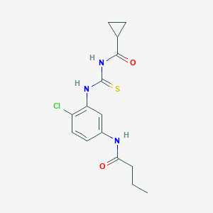 molecular formula C15H18ClN3O2S B267346 N-{[5-(butanoylamino)-2-chlorophenyl]carbamothioyl}cyclopropanecarboxamide 