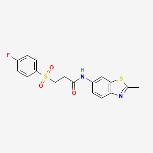 molecular formula C17H15FN2O3S2 B2673469 3-((4-fluorophenyl)sulfonyl)-N-(2-methylbenzo[d]thiazol-6-yl)propanamide CAS No. 895469-71-3