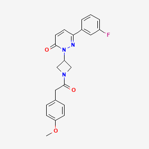 molecular formula C22H20FN3O3 B2673470 6-(3-Fluorophenyl)-2-[1-[2-(4-methoxyphenyl)acetyl]azetidin-3-yl]pyridazin-3-one CAS No. 2380185-90-8
