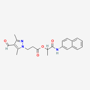 molecular formula C22H23N3O4 B2673472 [1-(Naphthalen-2-ylamino)-1-oxopropan-2-yl] 3-(4-formyl-3,5-dimethylpyrazol-1-yl)propanoate CAS No. 1252531-45-5