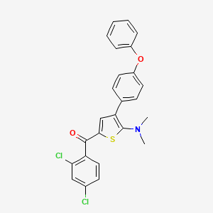 molecular formula C25H19Cl2NO2S B2673474 (2,4-Dichlorophenyl)(5-(dimethylamino)-4-(4-phenoxyphenyl)-2-thienyl)methanone CAS No. 338976-25-3