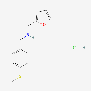 molecular formula C13H16ClNOS B2673475 Furan-2-ylmethyl-(4-methylsulfanyl-benzyl)-amine hydrochloride CAS No. 1158754-70-1