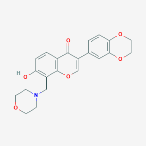 molecular formula C22H21NO6 B2673482 3-(2,3-Dihydro-1,4-benzodioxin-6-yl)-7-hydroxy-8-(morpholin-4-ylmethyl)chromen-4-one CAS No. 637753-61-8