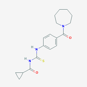 molecular formula C18H23N3O2S B267349 N-[4-(1-azepanylcarbonyl)phenyl]-N'-(cyclopropylcarbonyl)thiourea 