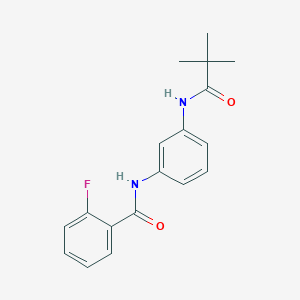 molecular formula C18H19FN2O2 B267350 N-{3-[(2,2-dimethylpropanoyl)amino]phenyl}-2-fluorobenzamide 