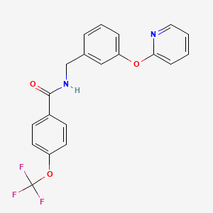 molecular formula C20H15F3N2O3 B2673506 N-(3-(pyridin-2-yloxy)benzyl)-4-(trifluoromethoxy)benzamide CAS No. 1705919-82-9