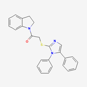 molecular formula C25H21N3OS B2673517 2-((1,5-diphenyl-1H-imidazol-2-yl)thio)-1-(indolin-1-yl)ethanone CAS No. 1206993-07-8
