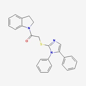 molecular formula C25H21N3OS B2673517 2-((1,5-二苯基-1H-咪唑-2-基)硫代)-1-(吲哚-1-基)乙酮 CAS No. 1206993-07-8