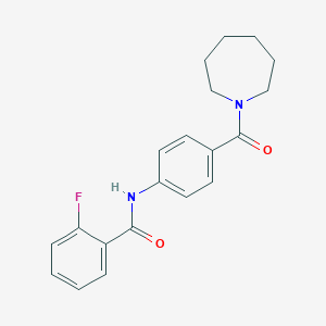 molecular formula C20H21FN2O2 B267352 N-[4-(1-azepanylcarbonyl)phenyl]-2-fluorobenzamide 