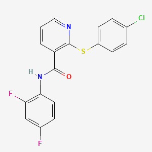 molecular formula C18H11ClF2N2OS B2673520 2-[(4-chlorophenyl)sulfanyl]-N-(2,4-difluorophenyl)nicotinamide CAS No. 400078-98-0