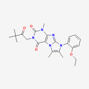 molecular formula C24H29N5O4 B2673522 3-(3,3-Dimethyl-2-oxobutyl)-8-(2-ethoxyphenyl)-1,6,7-trimethyl-1,3,5-trihydro-4-imidazolino[1,2-h]purine-2,4-dione CAS No. 904372-58-3