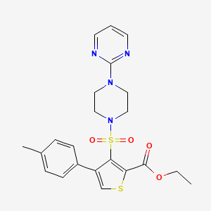 molecular formula C22H24N4O4S2 B2673539 Ethyl 4-(4-methylphenyl)-3-{[4-(2-pyrimidinyl)piperazino]sulfonyl}-2-thiophenecarboxylate CAS No. 946384-93-6