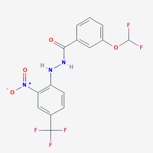molecular formula C15H10F5N3O4 B2673540 3-(二氟甲氧)-N'-[2-硝基-4-(三氟甲基)苯基]苯甲酰肼 CAS No. 379728-98-0