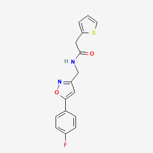 molecular formula C16H13FN2O2S B2673544 N-((5-(4-氟苯基)异噁唑-3-基)甲基)-2-(噻吩-2-基)乙酰胺 CAS No. 953181-64-1