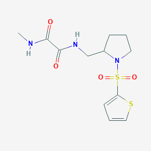 molecular formula C12H17N3O4S2 B2673545 N1-甲基-N2-((1-(噻吩-2-基磺酰)吡咯烷-2-基)甲基)草酰胺 CAS No. 896282-20-5