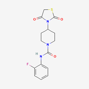 molecular formula C15H16FN3O3S B2673552 4-(2,4-dioxothiazolidin-3-yl)-N-(2-fluorophenyl)piperidine-1-carboxamide CAS No. 1795416-73-7